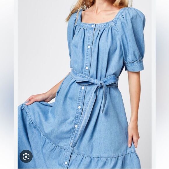 NWT Levi's Women's Midi Denim Shirt Dress Mika Balloon Short Sleeves - Picture 1 of 16